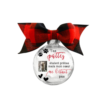 Boule transparente de plumes Petite empreinte de patte pour animaux de compagnie Ornements Photo Personnalisé boule de noël | Jessemade