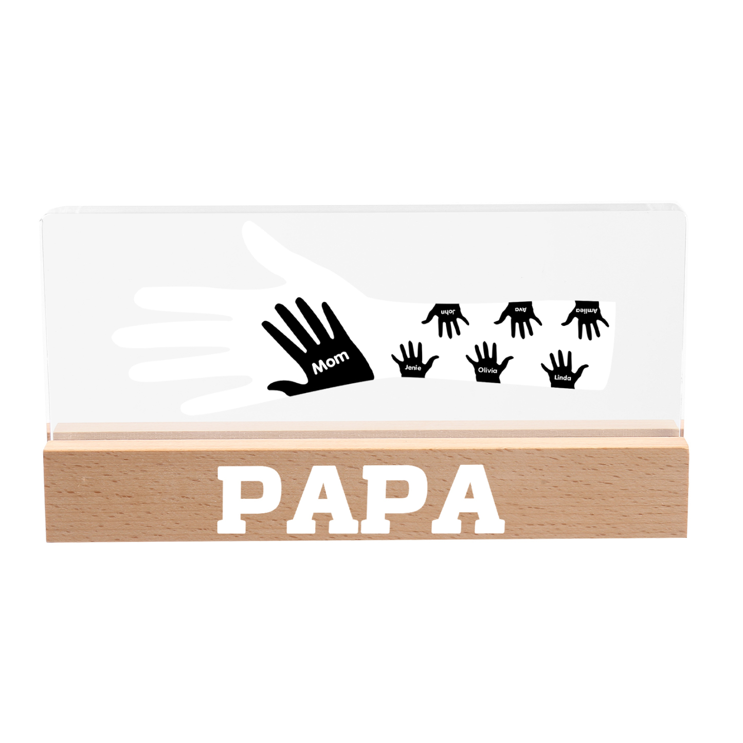 À Papa/Maman- Lampe de chevet LED Mains 7 Prénoms Personnalisés avec Texte pour Famille