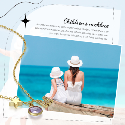 Collier Enfants Bébé 1 Pierre de Naissance et 1 Lettre pour Fille Filleule