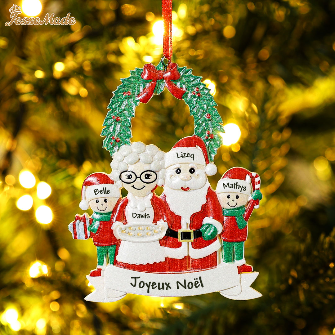 Décoration Sapin Noël Poupée 4 Prénoms Personnalisés et texte