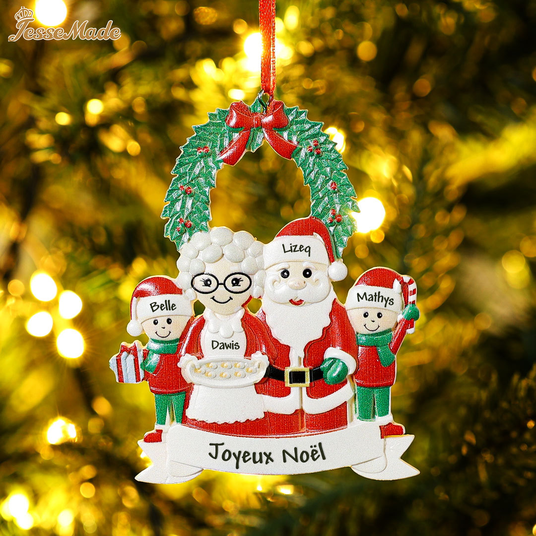 Décoration Sapin Noël Poupée 4 Prénoms Personnalisés et texte