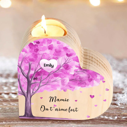 À Ma Maman/Mamie - Bougeoir en Bois Arbre 1 Prénom et Texte Personnalisés pour Famille sans bougie