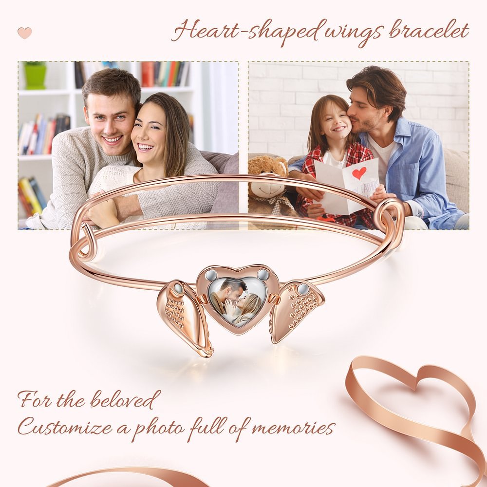 Bracelet Photo Personnalisée avec Cœur Breloque