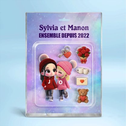 Plaque Acrylique Couple Personnalisable avec Nom et Années