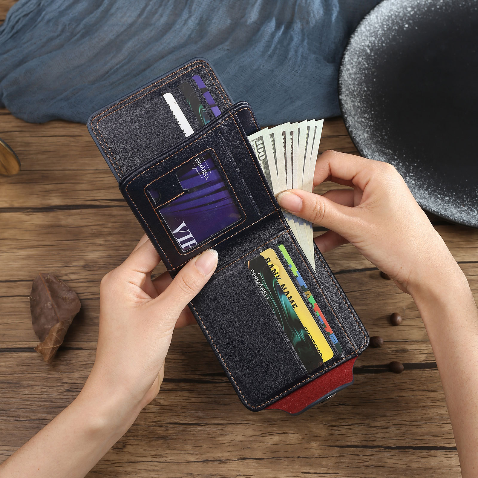 Portefeuille Classique 1 Prénom et Lettre Personnalisés avec Photo Porte-Monnaie Carte