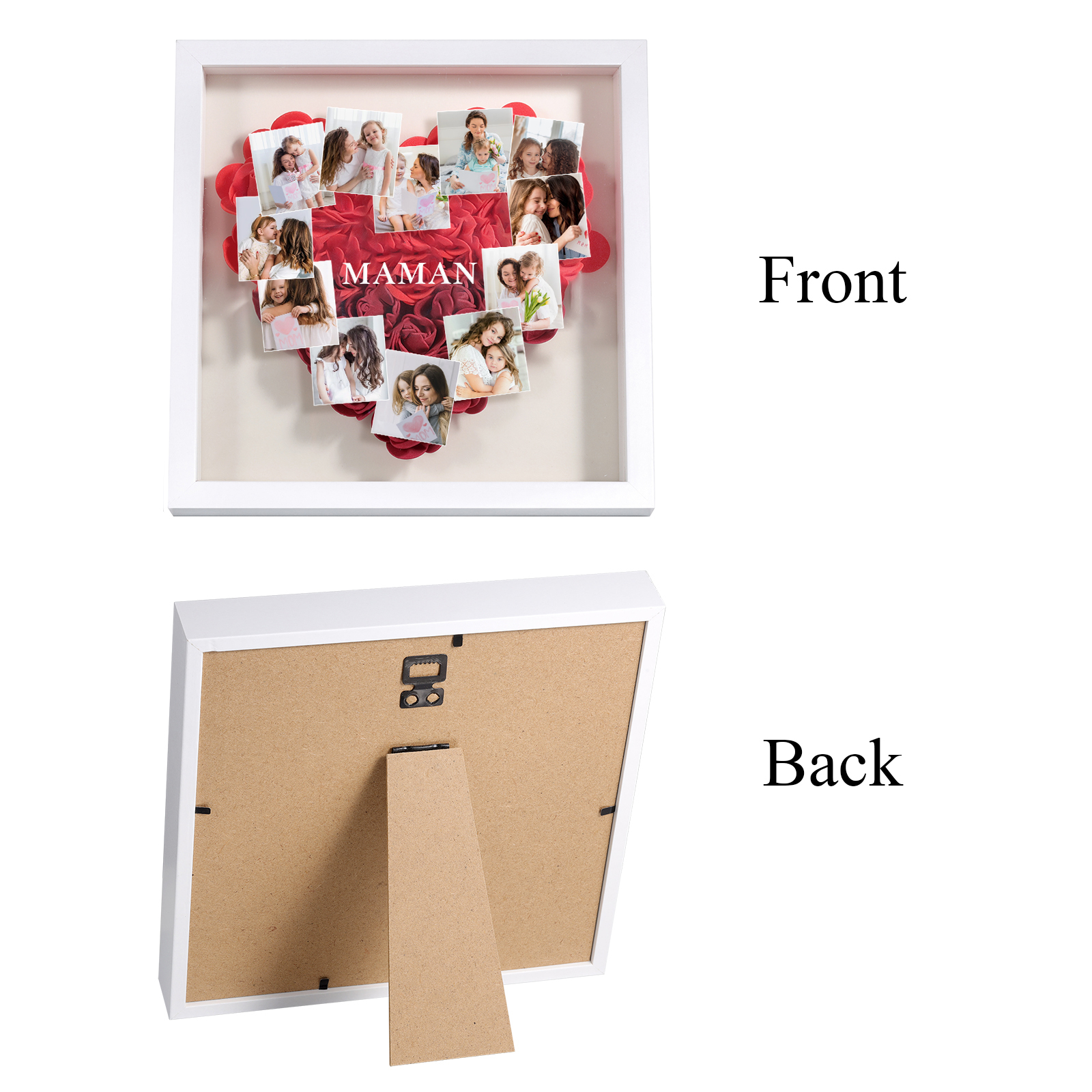 À ma Maman - Cadre Panneau de densité 12 Photos et 1 Texte Personnalisés Ornements Floral pour Famille
