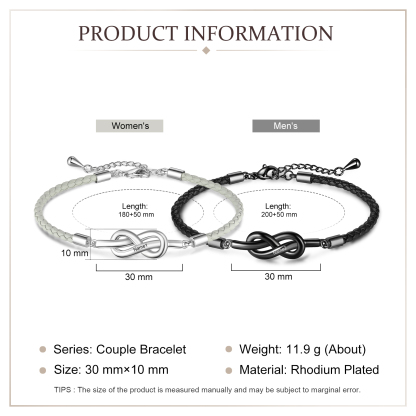2PCS Bracelet Infini 2 Prénoms Personnalisés Bracelet en Commun pour Couple cadeau Saint-Valentin｜Jessemade