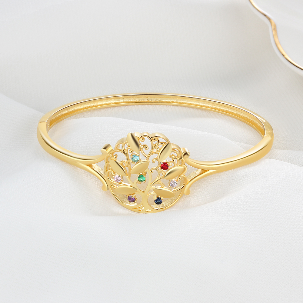 Bracelet jonc 7 Prénom Personnalisé avec 7 Pierre de Naissance