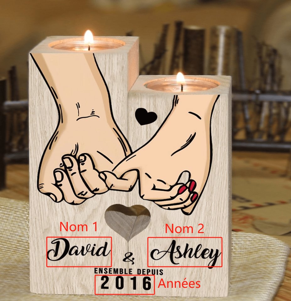 Bougeoirs en Bois promesse pinky sans bougie