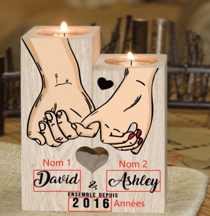 Bougeoirs en Bois promesse pinky sans bougie