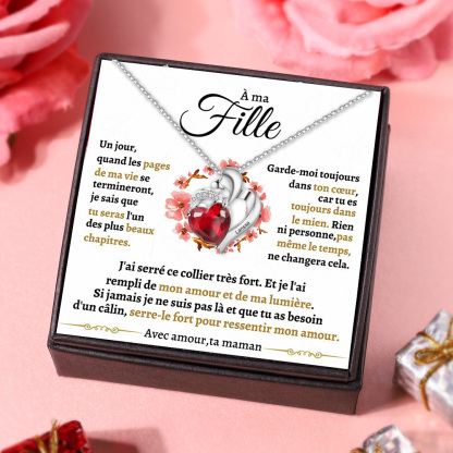 A ma fille-Collier coeur 1 Prénoms Personnalisés avec pierre de naissance