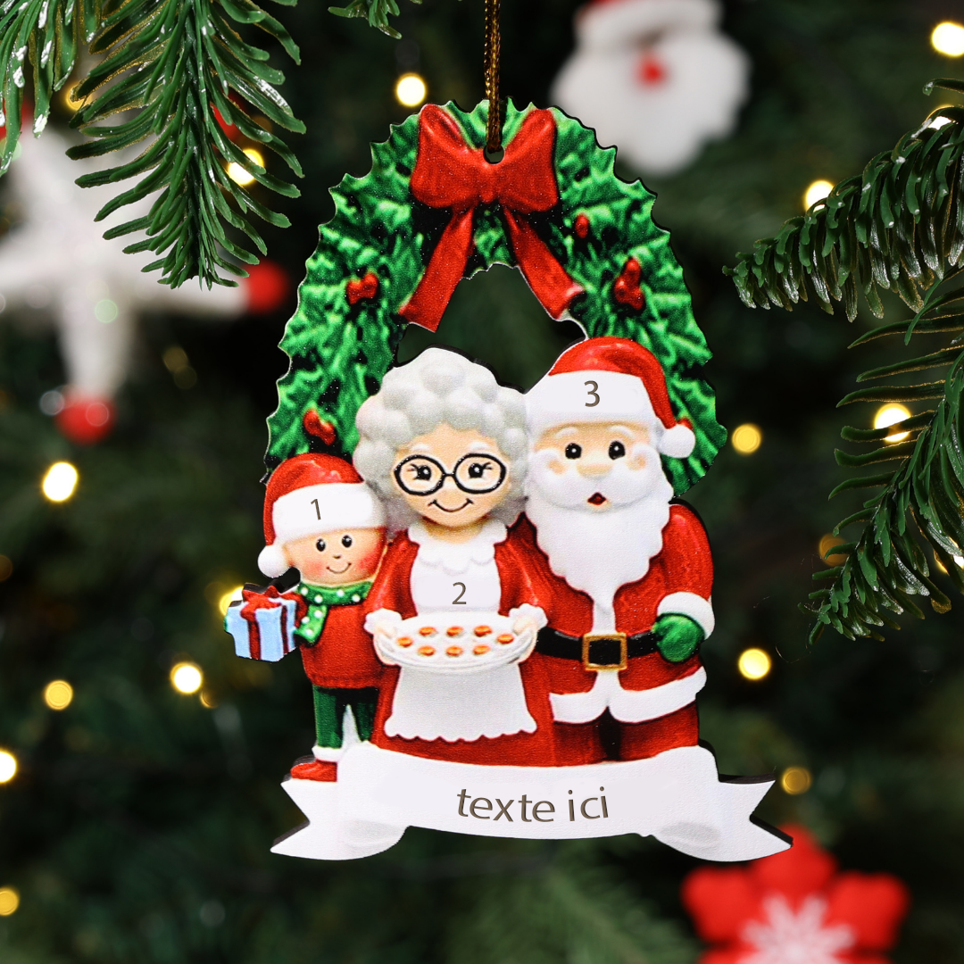 Décoration Sapin Noël Poupée 3 Prénoms Personnalisés et texte