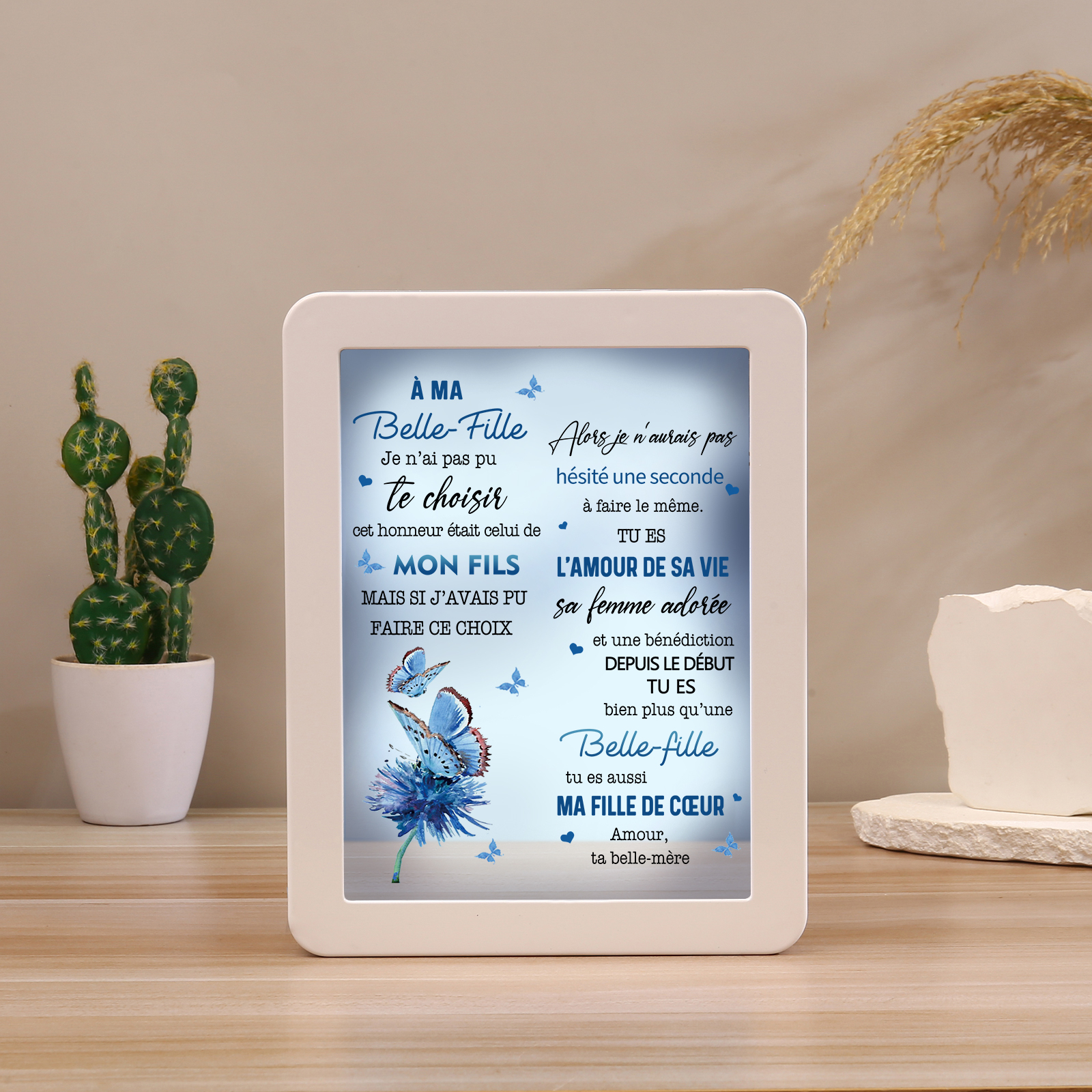 À ma Belle-Fille - Cadre Photo/Miroir LED multifonctionnel