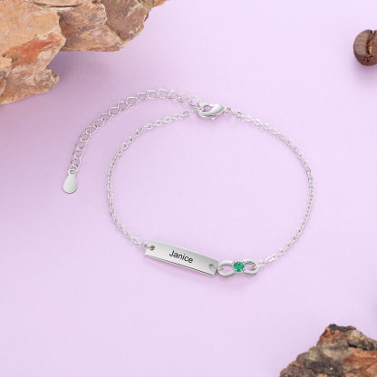Bracelet infini 1 Prénom Personnalisé avec 1 Pierre de Naissance
