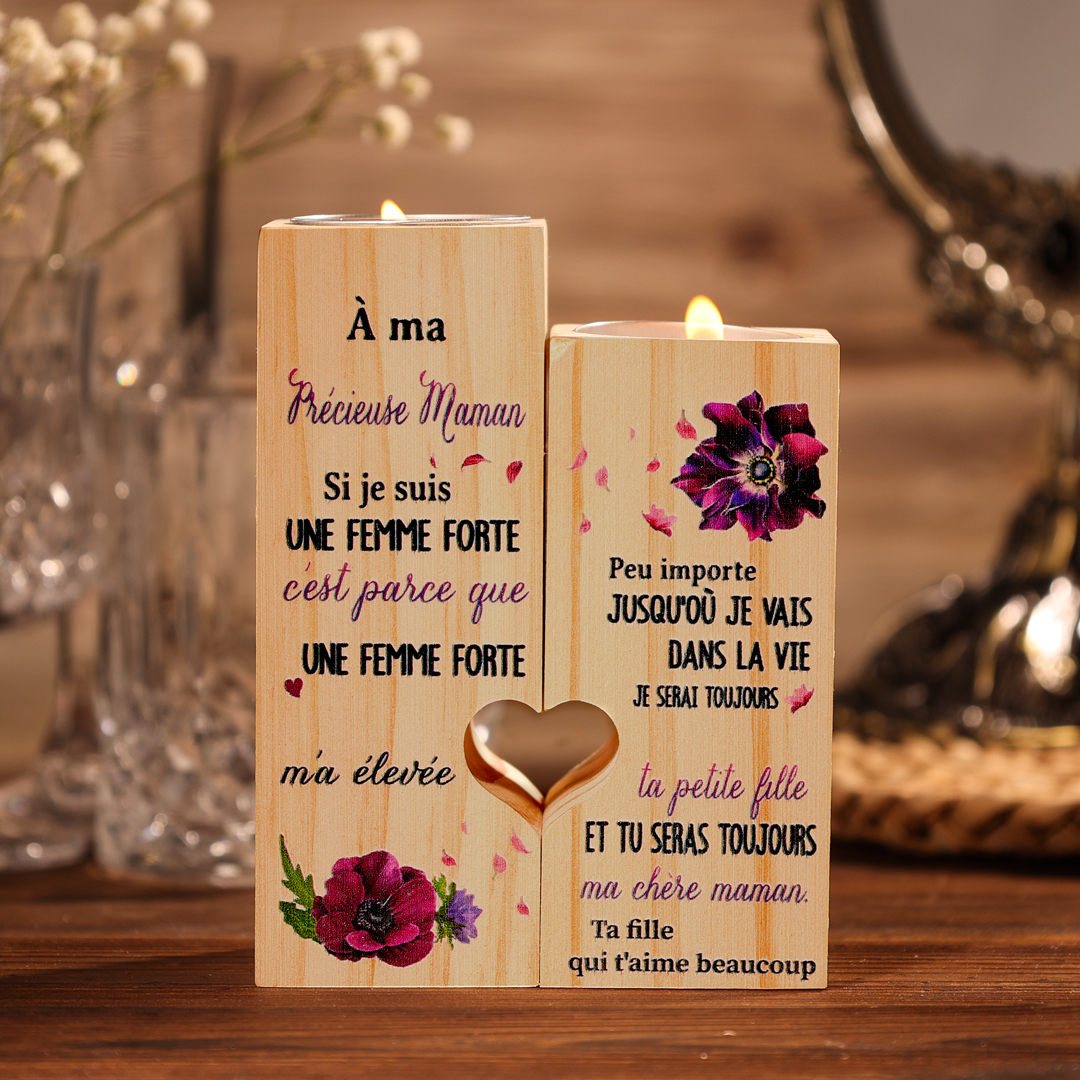 Bougeoirs en Bois 2PCS sans bougie A Ma Précieuse Maman
