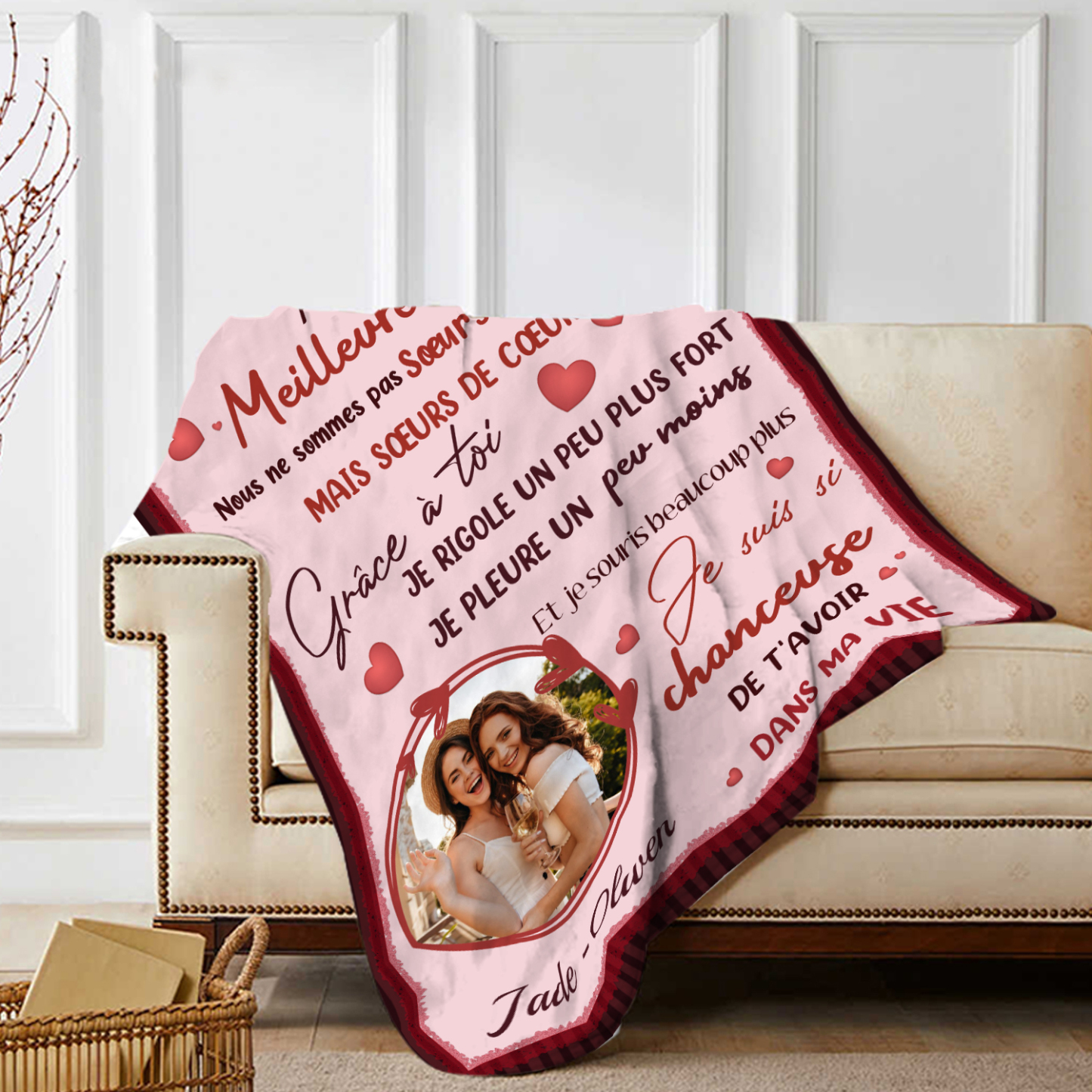 À ma Meilleure Amie - Couverture Plaids Polaire 2 Prénoms Personnalisés avec Photo