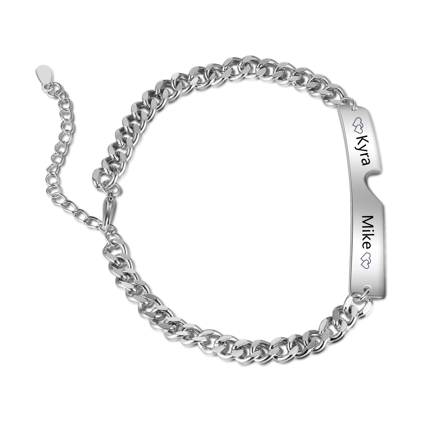 Lot De 2 Bracelets Couple Aimantés Personnalisables - Acier Inoxydable, Pour Femme/homme/enfant
