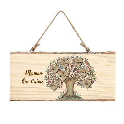 Décoration en bois Arbre de Vie 3-7 Prénoms Personnalisés avec Texte pour Famille Peinture Décorative