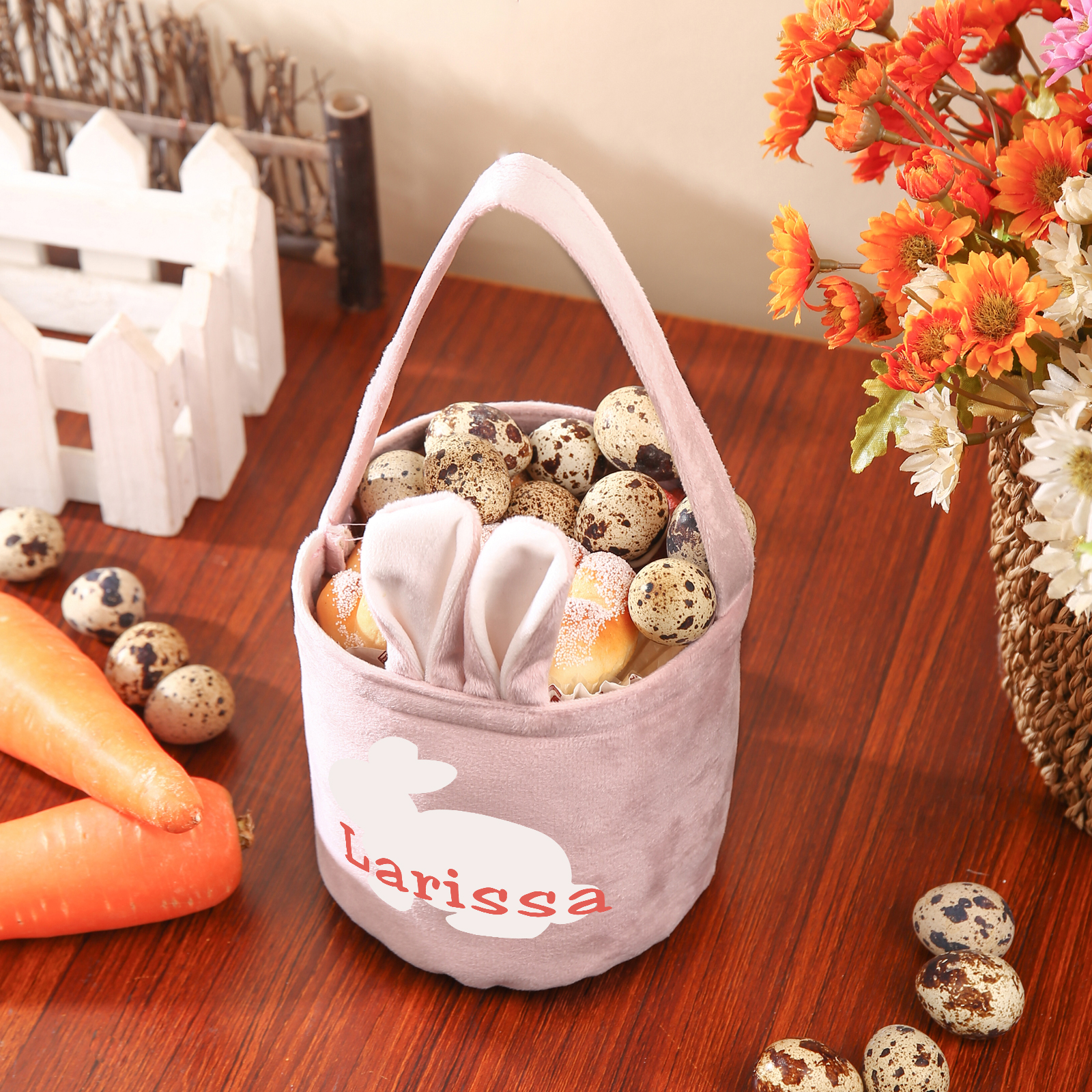 Sac de Pâques Lapin 1 Prénom Personnalisés Tote Bag Enfant