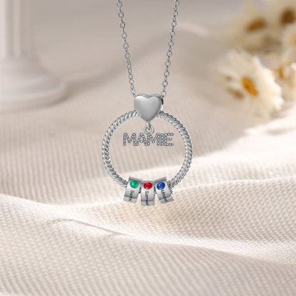 À ma Mamie - Collier Personnalisé 3 Prénoms et Pierre de naissance Or/Argent｜Jessemade