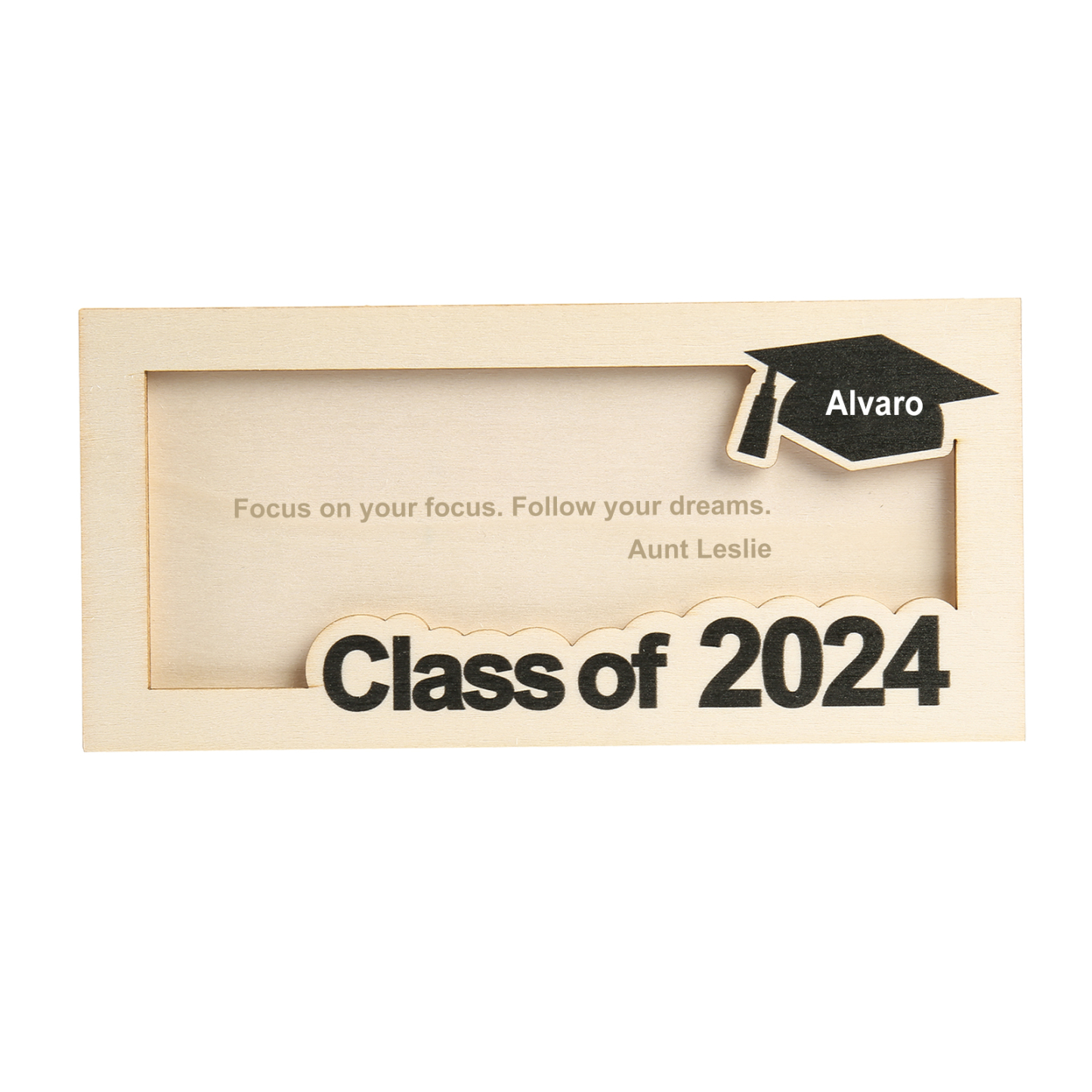 Porte-Cartes Diplômé en bois Prénom et Texte Personnalisés Cadeau de Graduation
