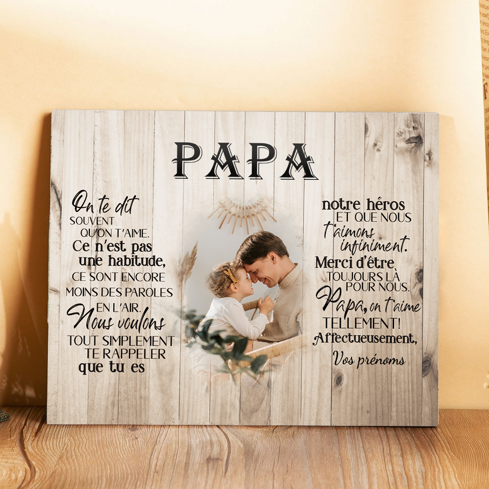 Jessemade FR PAPA - Cadre en bois personnalisé texte avec photo