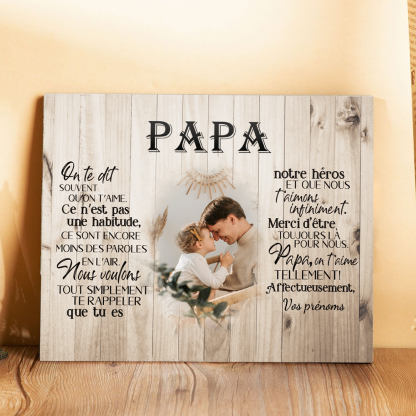 Jessemade FR PAPA - Cadre en bois personnalisé texte avec photo