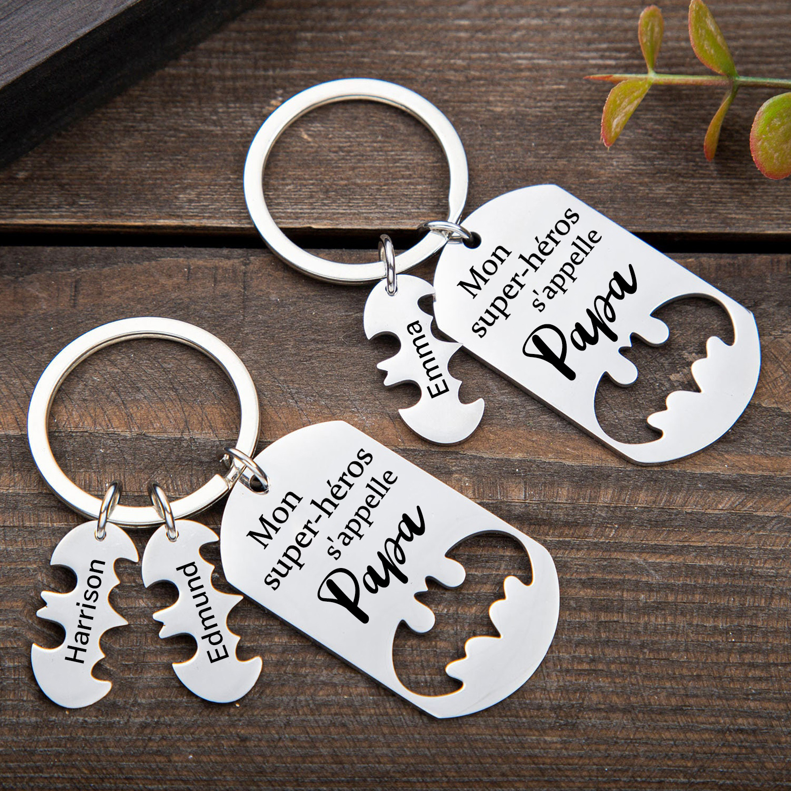 À Mon Papa - 1-5 Noms Porte-Clés Personnalisés Le super héros s'appelle Papa