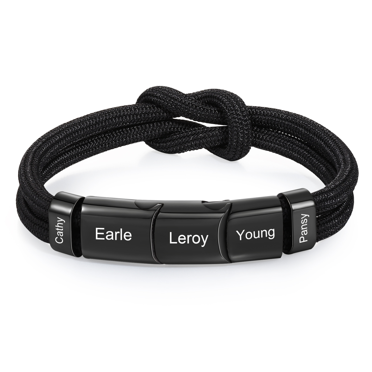 Bracelet Nœud 5 Prénoms Personnalisés pour Hommes