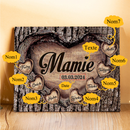 À Papi/Mamie - Cadre en Bois 7 Prénoms Personnalisés avec Texte et Date Cadeau pour Famille