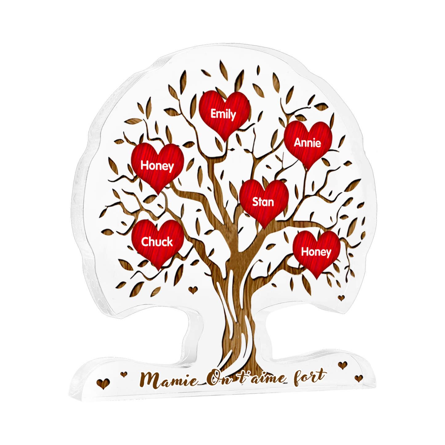 À Mamie - Plaque Acrylique en Forme d'Arbre de Vie 6 Prénoms Personnalisés avec Texte Cadeau Famille | Jessemade