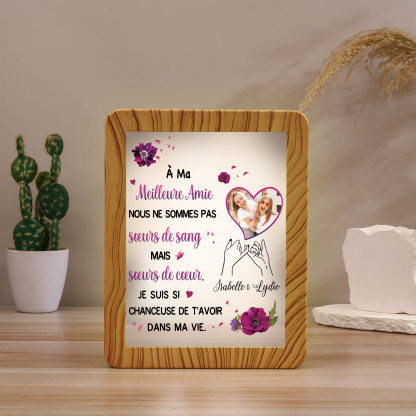 À ma Meilleure Amie - Cadre Photo/Miroir LED multifonctionnel 2 Prénoms Personnalisés avec 1 Photo