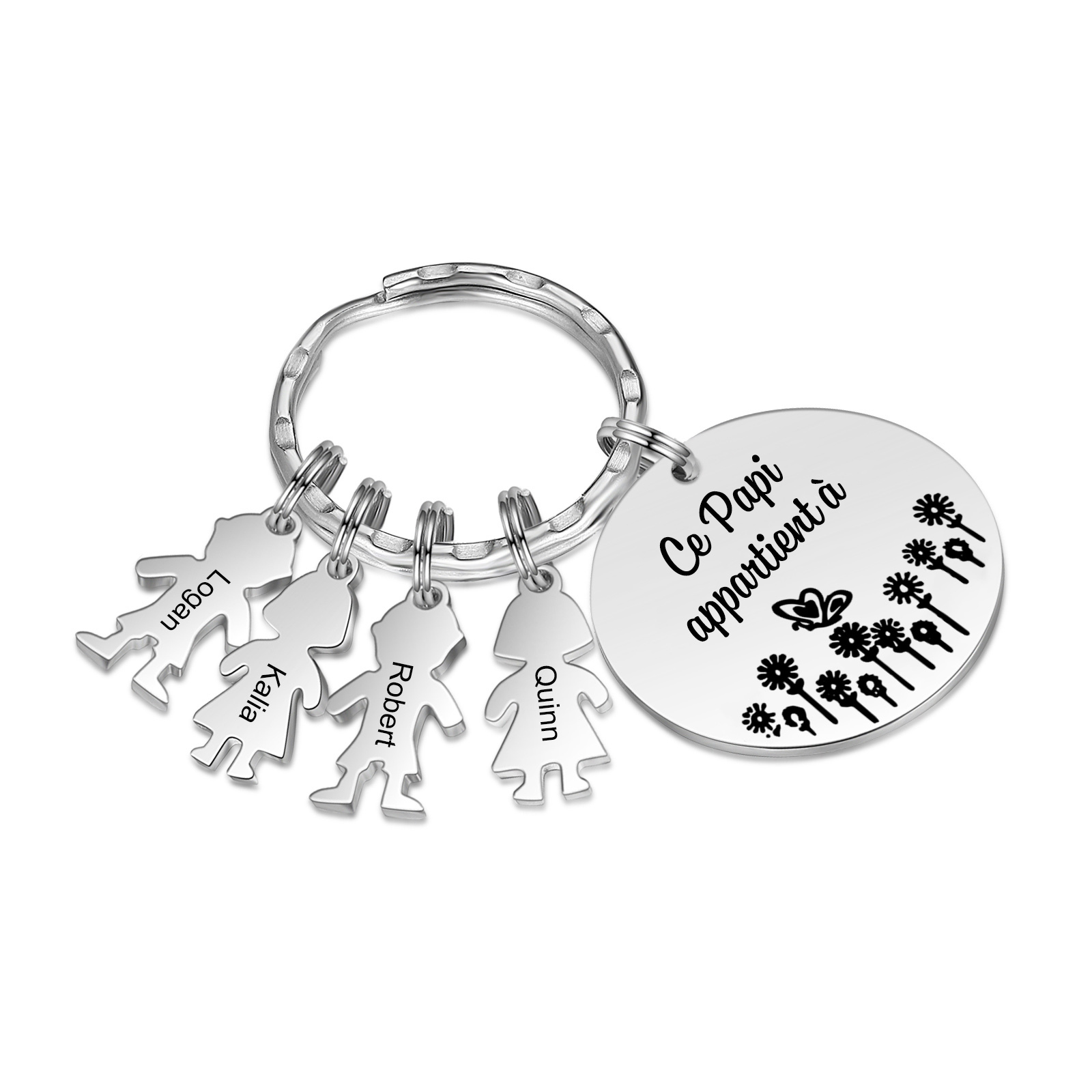 À Mon Papi - 1-5 Noms Porte-Clés Personnalisés Avec Breloques Enfants