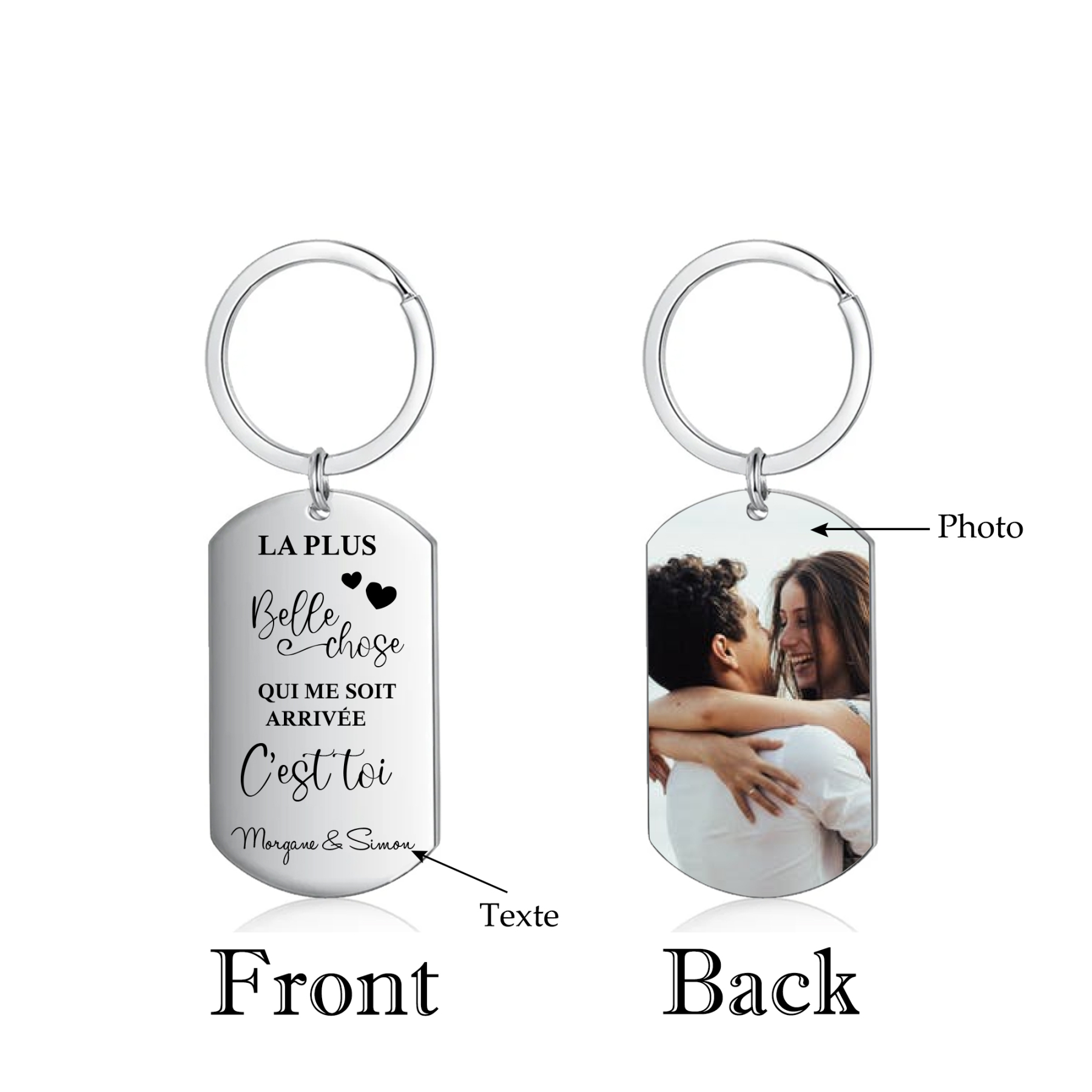 À mon Homme - Porte-Clés Texte et Photo Personnalisés Pour Couple