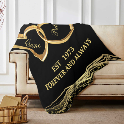 Plaid Personnalisé avec 2 Prénoms et Date et Texte Couverture Coeur en Flanelle pour Couple | Jessemade