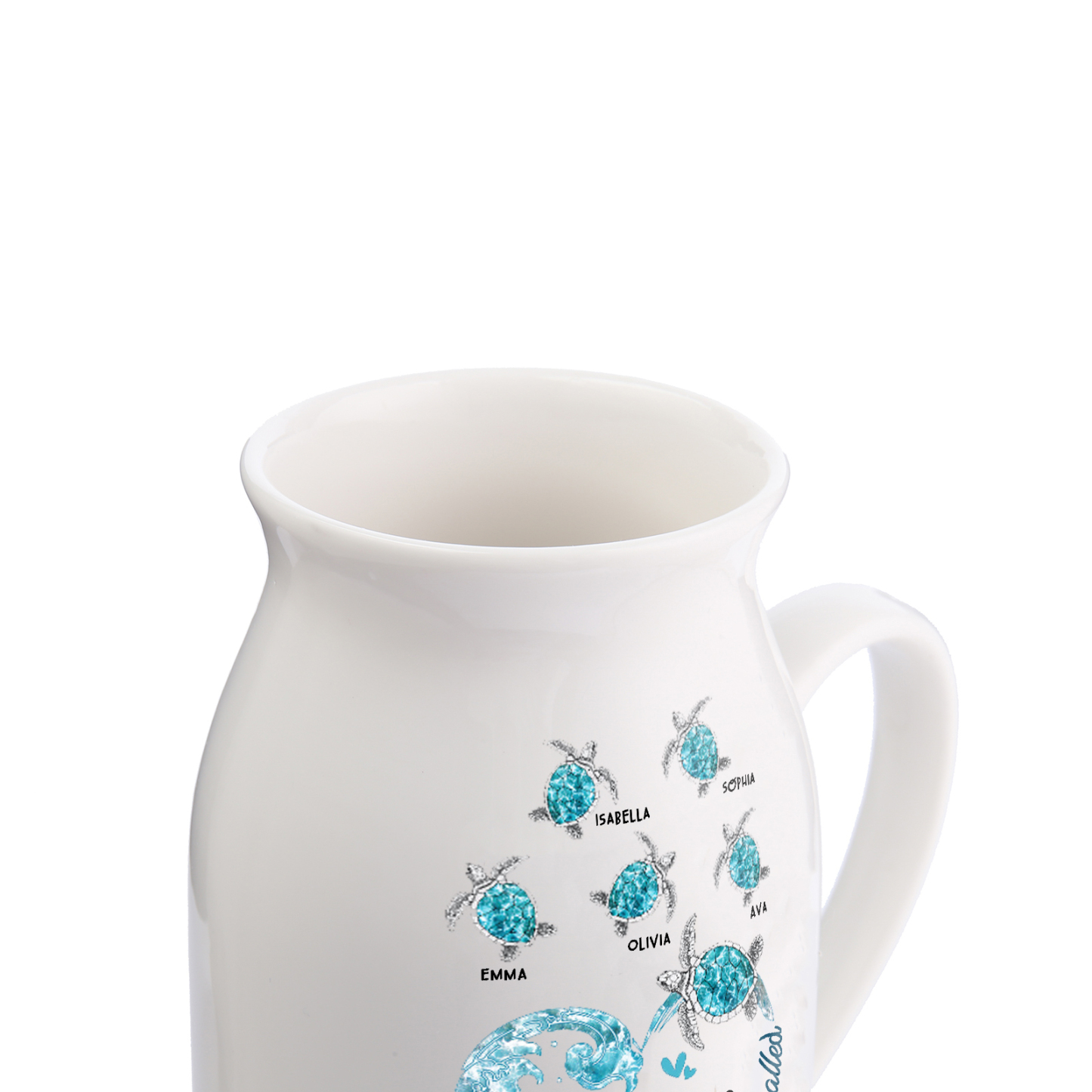 Vase à Fleurs Tortue de Mer 5 Prénoms Personnalisés avec 1 Texte Décoration de la Maison