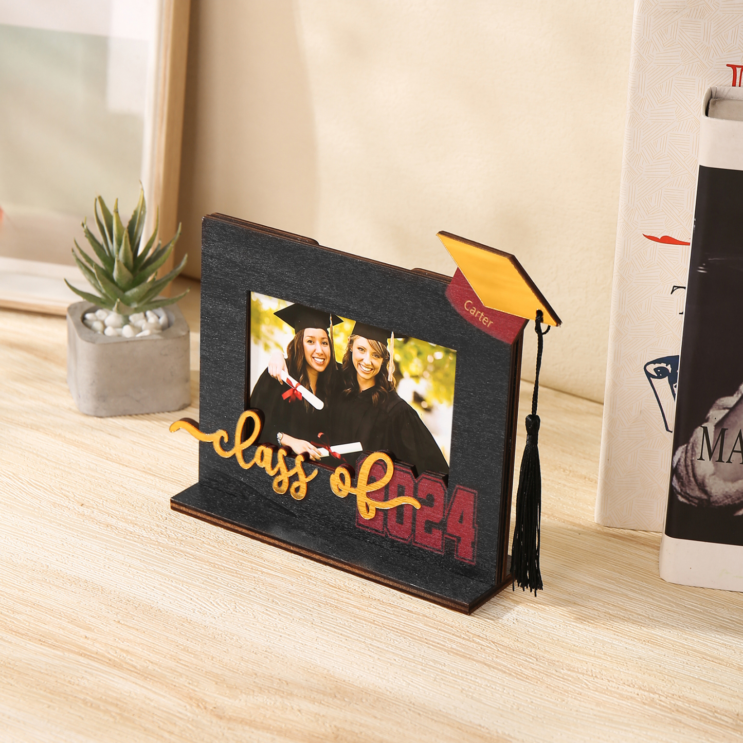Cadre Photo Diplômé Prénom et Photo Personnalisés Décoration en bois Cadeau de Graduation