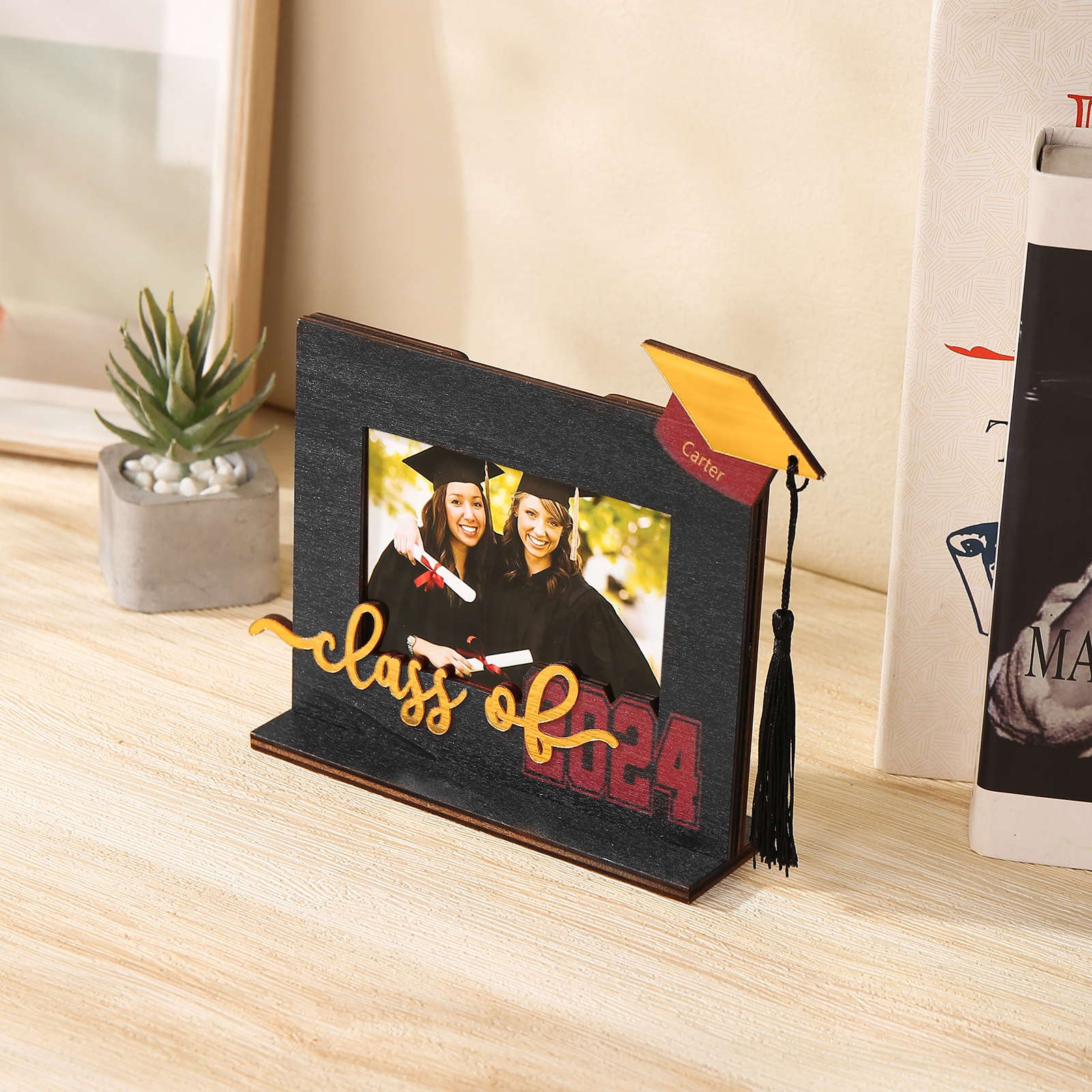 Cadre Photo Diplômé Prénom et Photo Personnalisés Décoration en bois Cadeau de Graduation