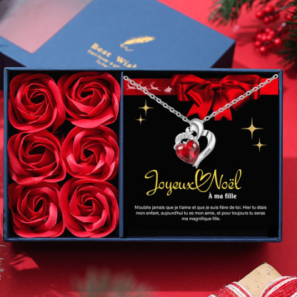 Collier de Noël Cœur 1 Prénom Personnalisé avec Pierre de Naissance
