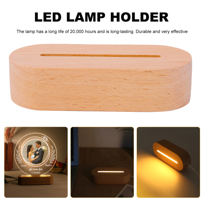 Lampe de chevet Couple LED Lumières 2 Prénoms et 1 Photo Personnalisés avec Date et Texte