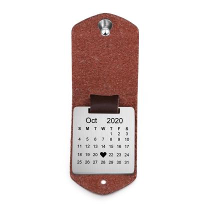 Porte-Clés en Cuir Photo Personnalisée Avec Calendrier