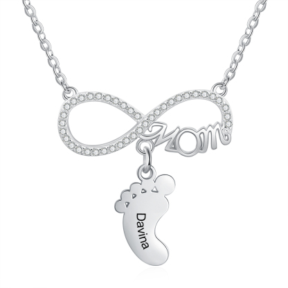 Collier Pieds Bébé 1 Prénom Personnalisé Collier Infini pour Maman