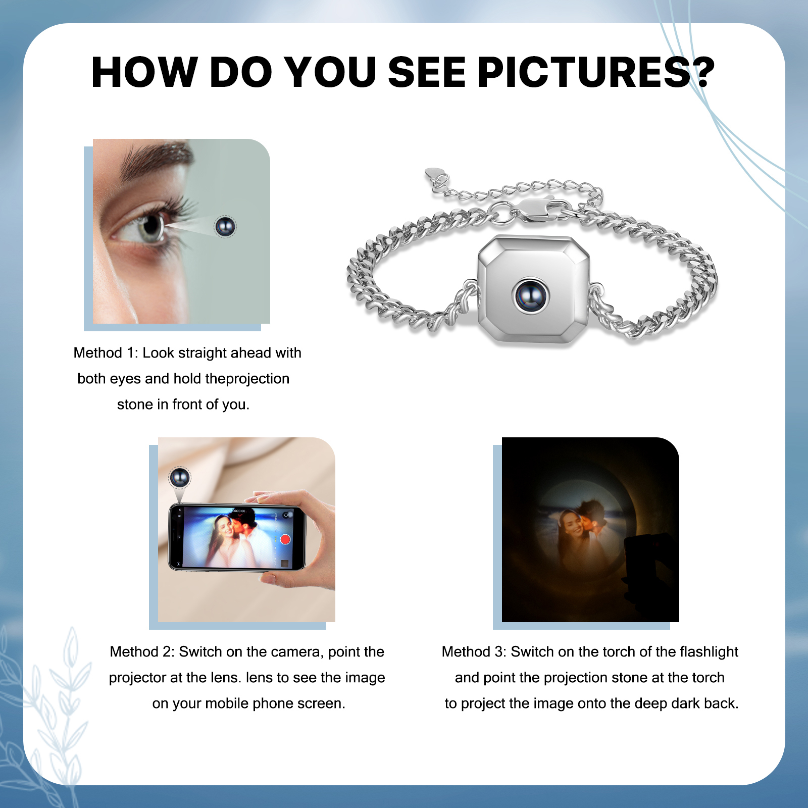 Bracelet Projection de Pierres 1 Photo Personnalisée