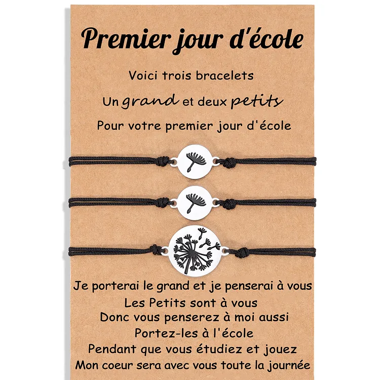 2PCS Ensemble de Bracelets Pissenlit Bracelet en Commun Cadeau Rentrée Scolaire Premier jour d’école｜Jessemade