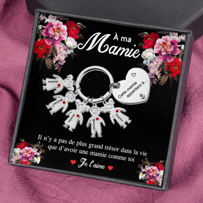À Ma Mamie - Porte-Clés 5 Prénoms Personnalisé Avec Breloques 5 Enfants