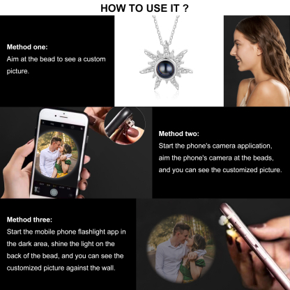 Collier Flocon de Neige Projection de Pierres 1 Photo Personnalisée Collier pour Femmes | Jessemade