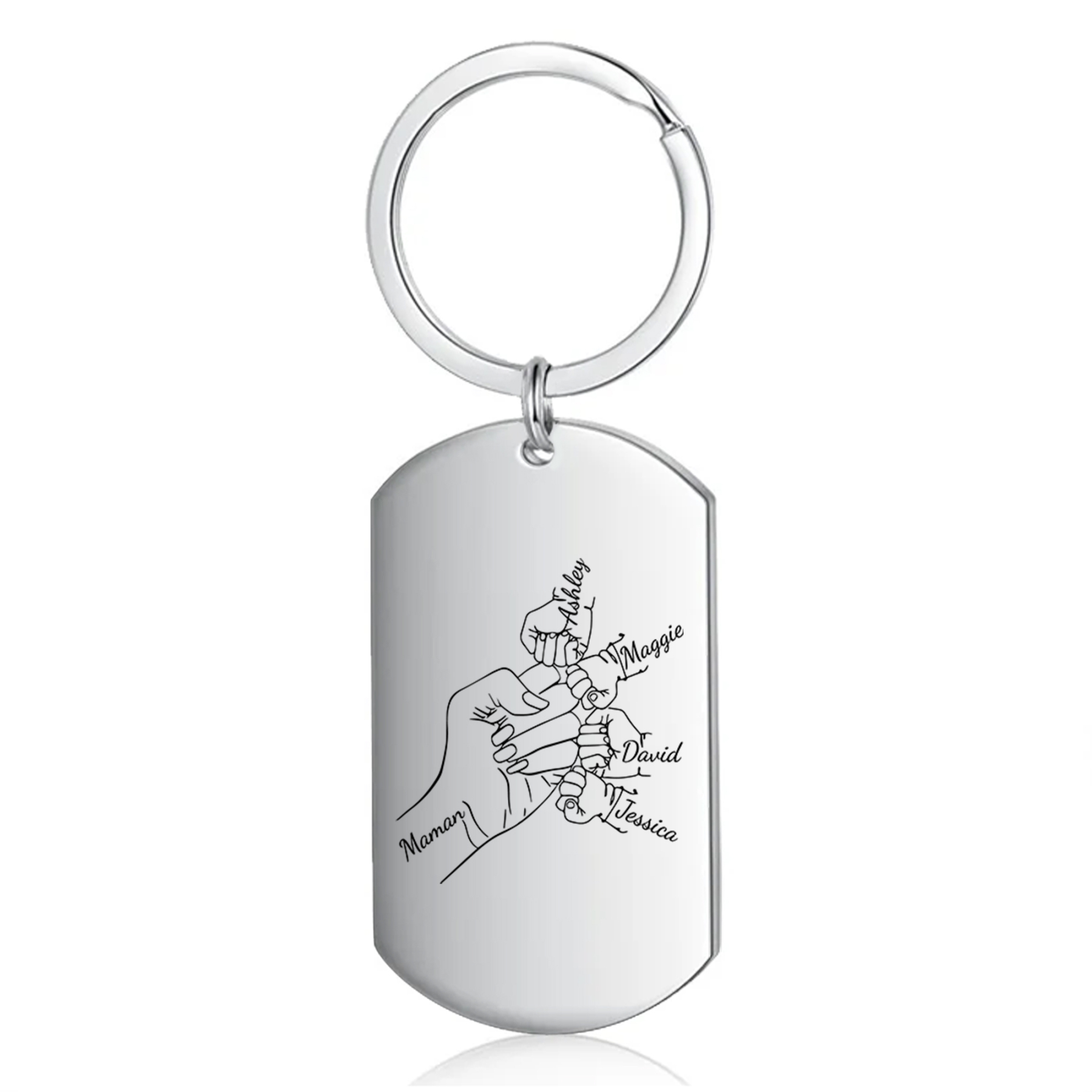 À Ma Maman - Porte-Clés Poings 1-4 Prénoms Personnalisés