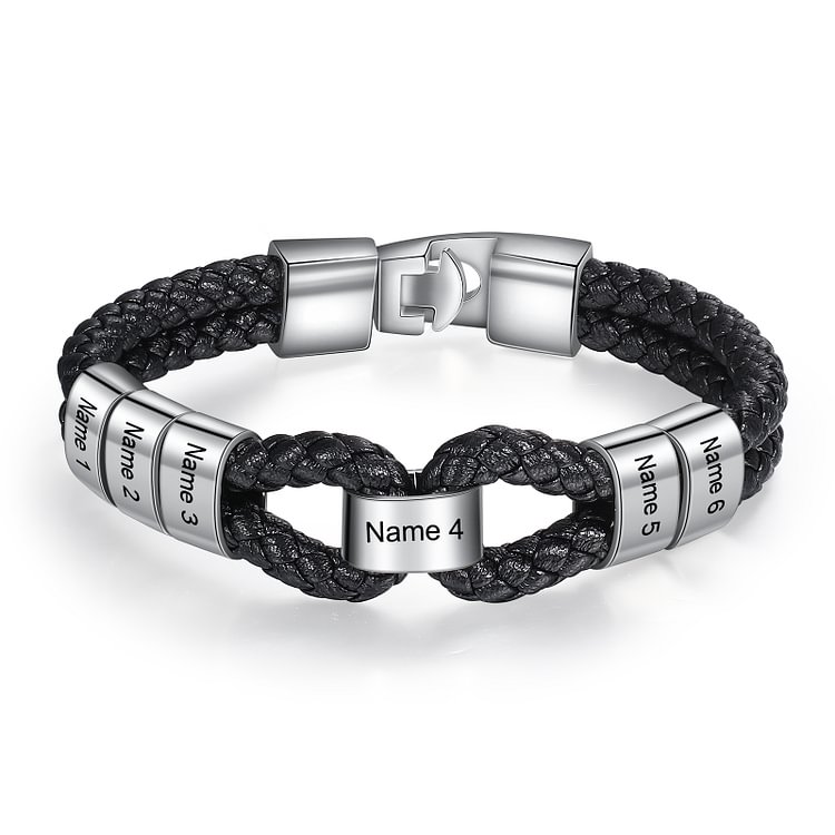 À mon Papa - 1-7 Noms Bracelet Cuir tressé Personnalisés Homme