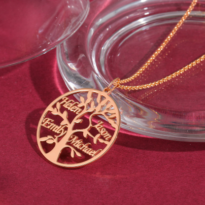 Collier Argent Arbre de vie Arbre généalogique 4 prenoms