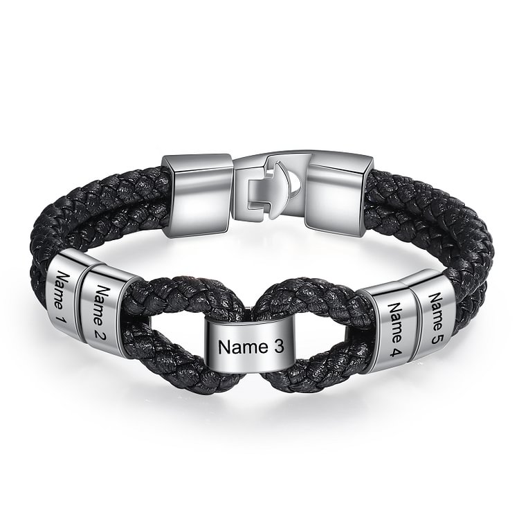 À mon Papa - 1-7 Noms Bracelet Cuir tressé Personnalisés Homme